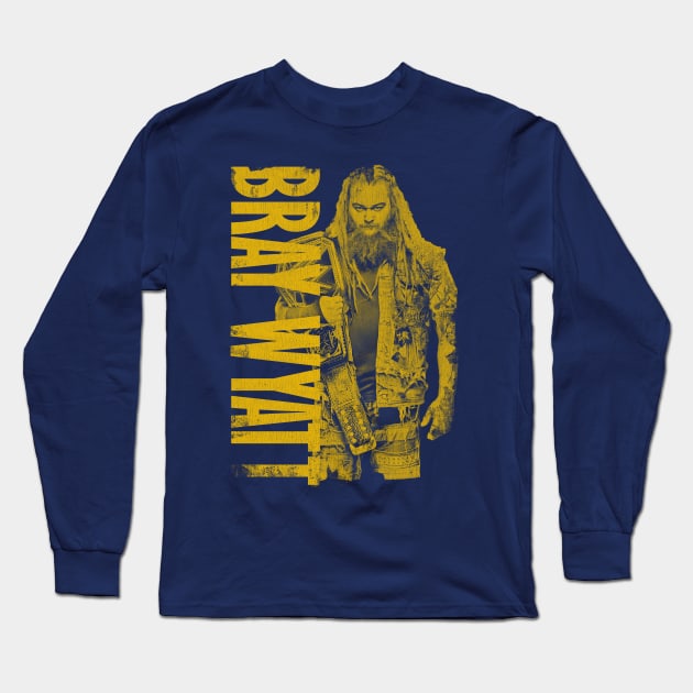Bray Wyatt Yellow Vintage Long Sleeve T-Shirt by ROYFRESHN DRAW